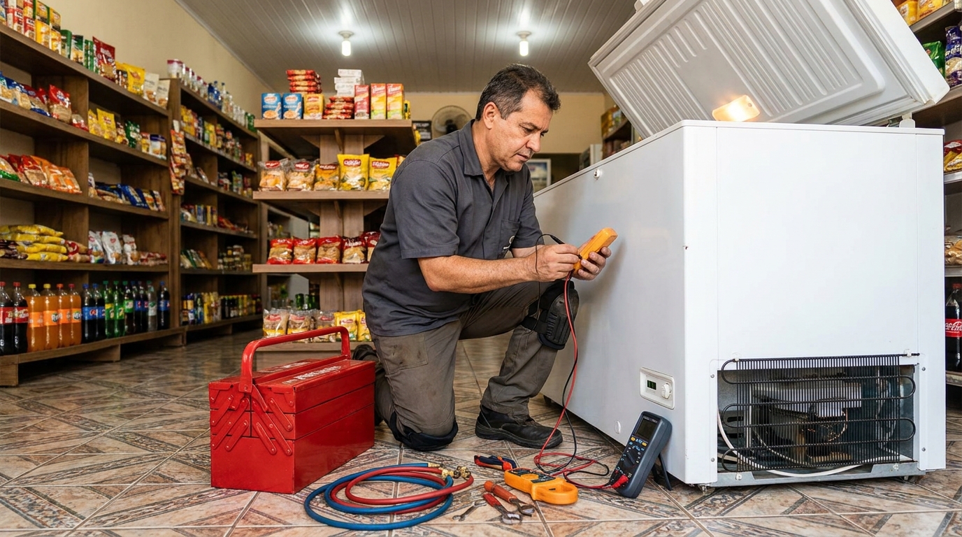 Recarga de gás refrigerante em freezer em atendimento em Palmas‑TO
