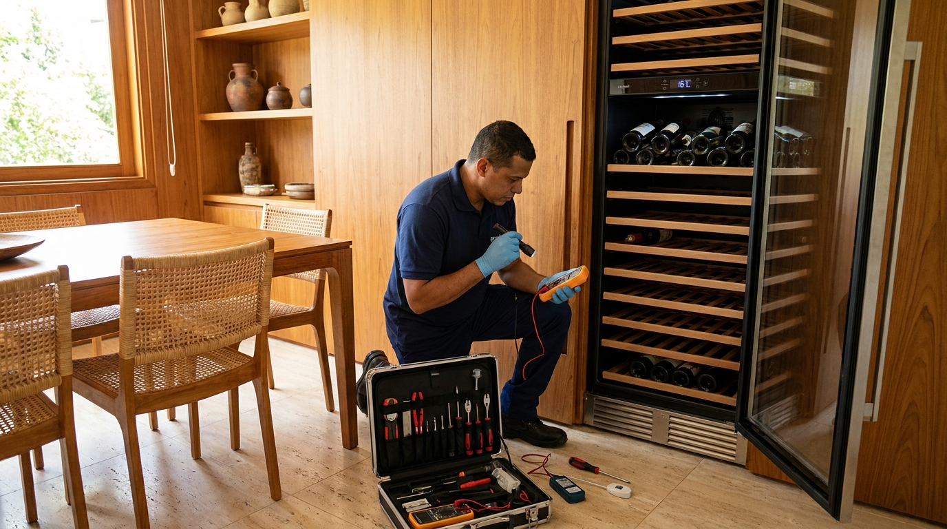 Troca de termostato de adega climatizada em atendimento técnico em Palmas‑TO
