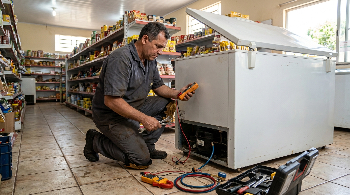 Troca de termostato de freezer em atendimento técnico em Palmas‑TO